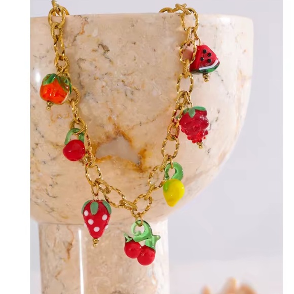 Fruit Charm 18K Gold Stainless Steel Waterproof Necklace - Picture 5 of 10